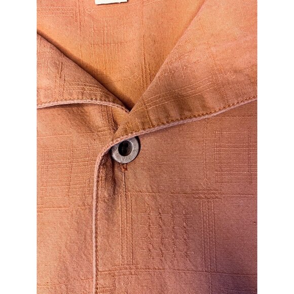 Joseph & Feiss Mens 2XLT Rust Orange Short Sleeve 100% Silk Button-Up Shirt - Picture 4 of 5